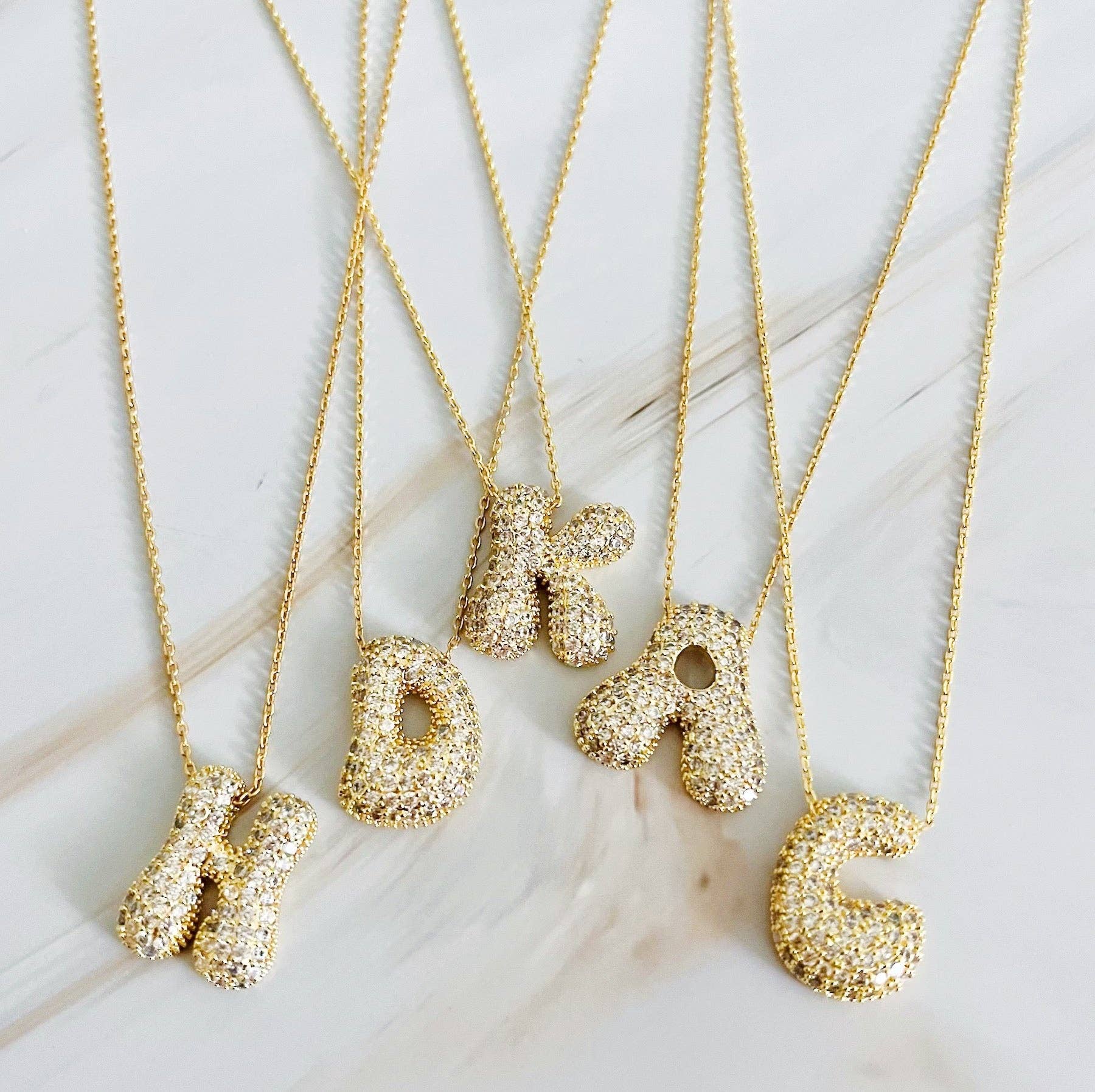 Crystal Bubble Initial Necklace: T
