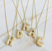 Crystal Bubble Initial Necklace: C
