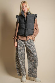 Black Front Bow Puffer Vest