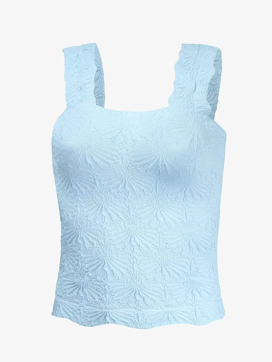 Blue Flower Jacquard Tank