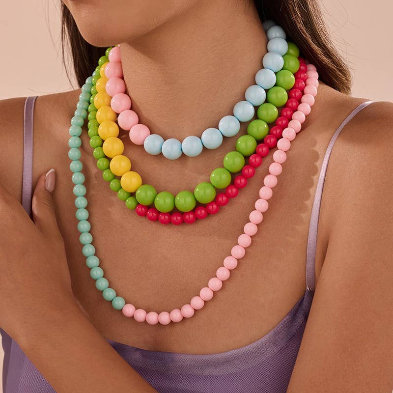 Multi Resin Beaded layered Necklace