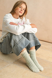 Sage Crochet Trim Socks