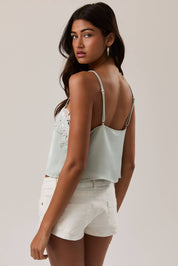 Mint Lace Satin Crop Top
