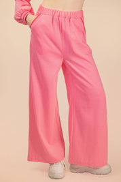 Pink Color Band Detail Comfy Set