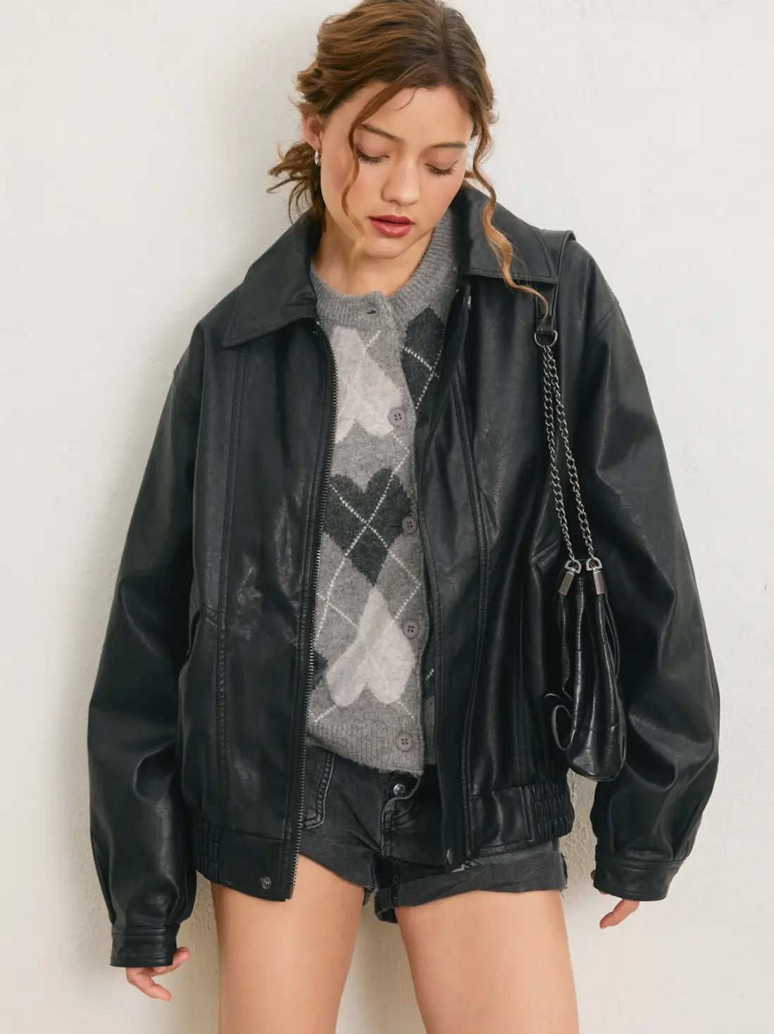Black Oversized Faux Jacket