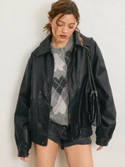 Black Oversized Faux Jacket