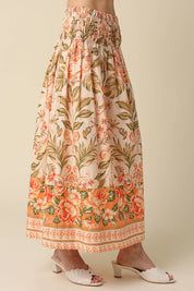 Orange Floral Maxi Skirt