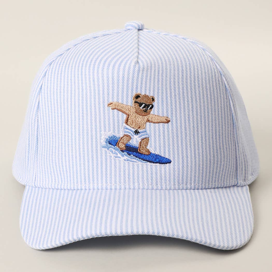 Light Blue Surfing Bear Trucker Hat