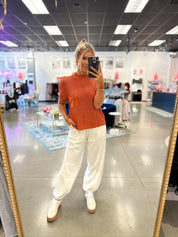 Rust Knitted Tee & Pant Set