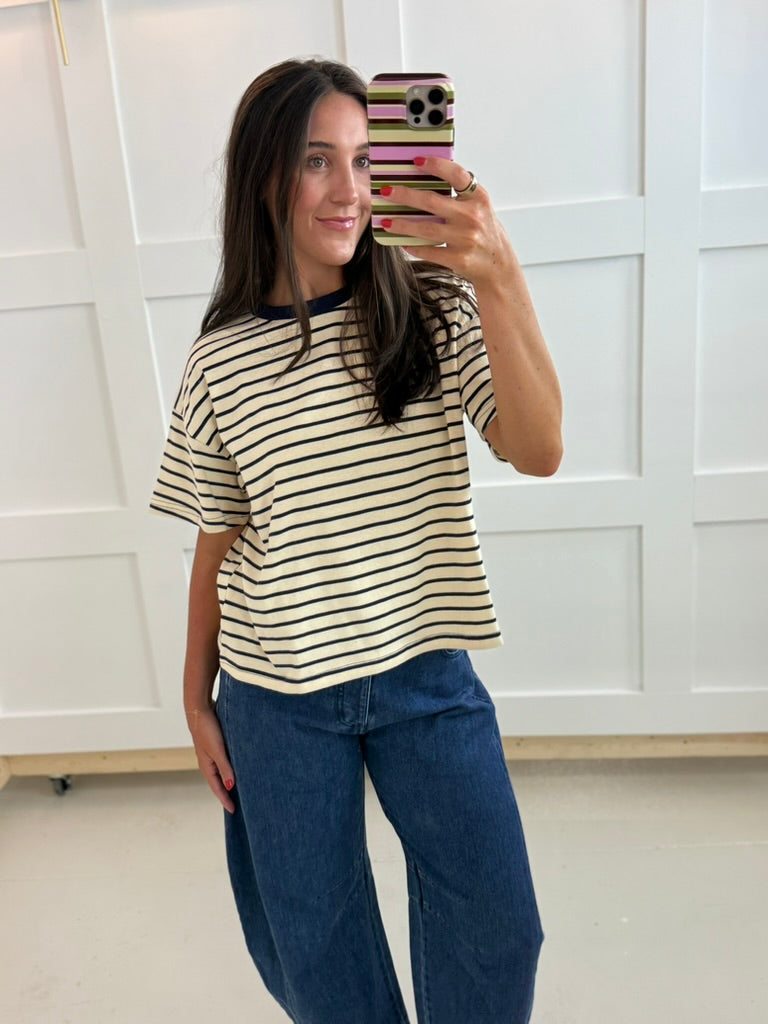 Navy Striped Short Sleeve Tee