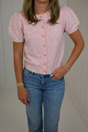 Pink Knit Sweater Cardigan Top