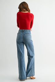 Patch Pocket Wide Leg Flare
