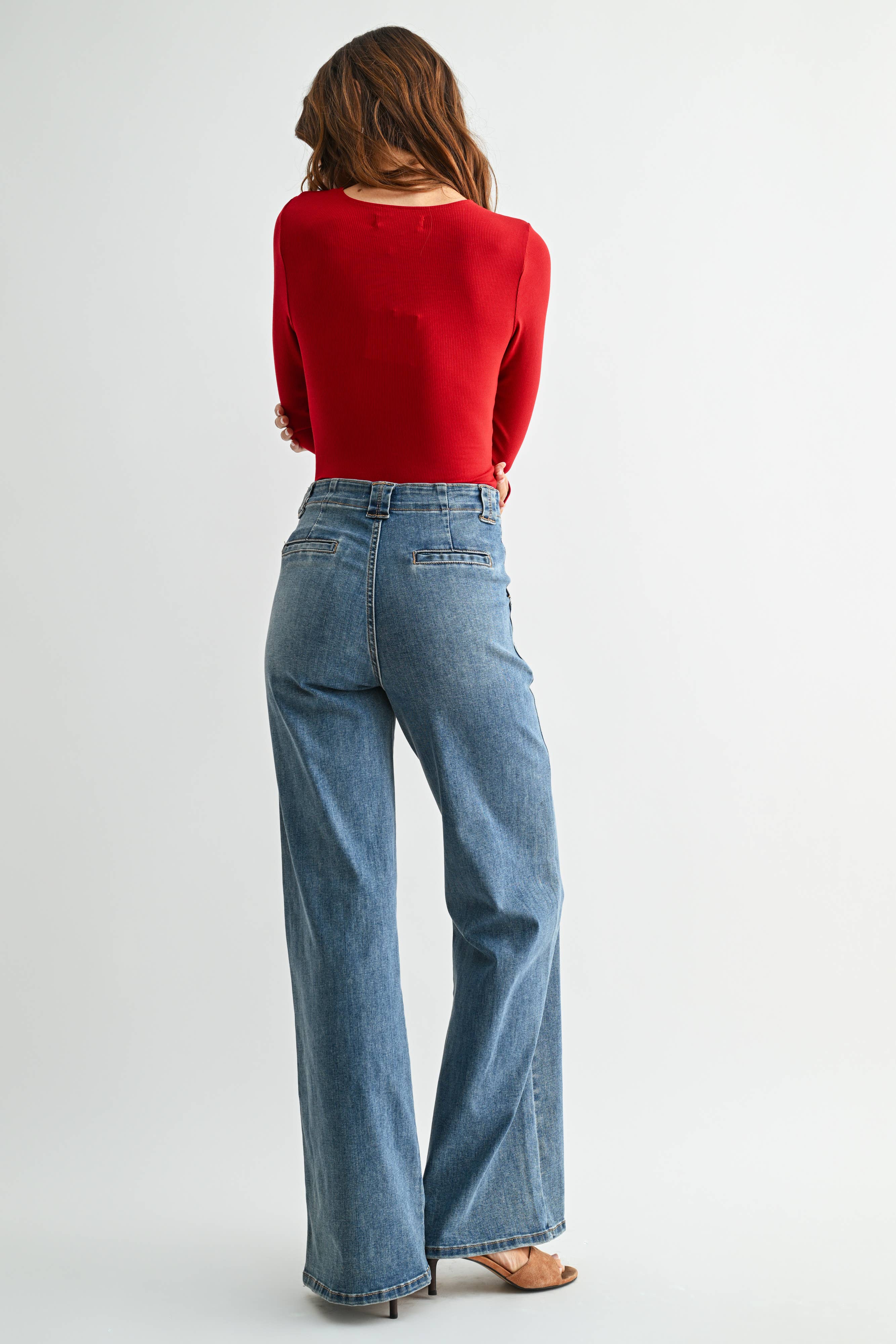 Patch Pocket Wide Leg Flare