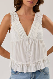 White Lace Trim Top