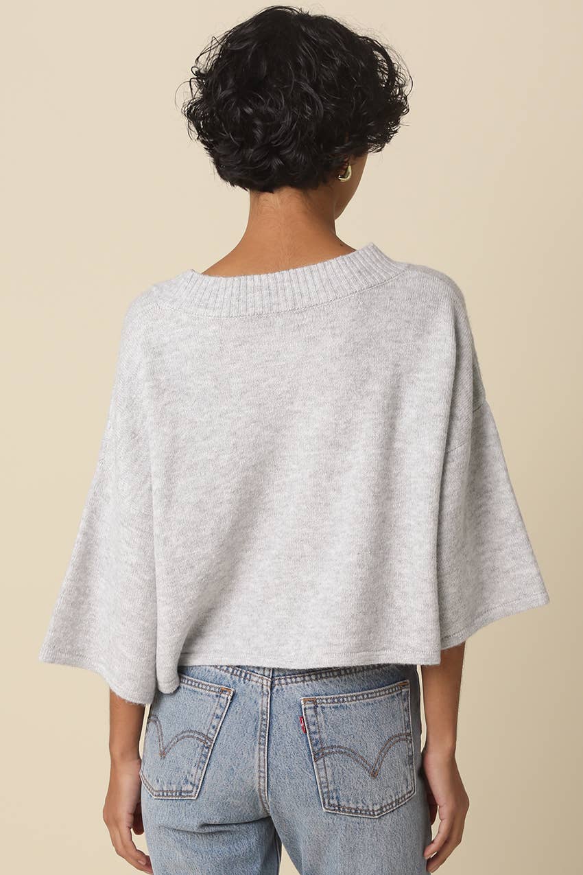 Grey Livia Boxy Cropped Cardigan