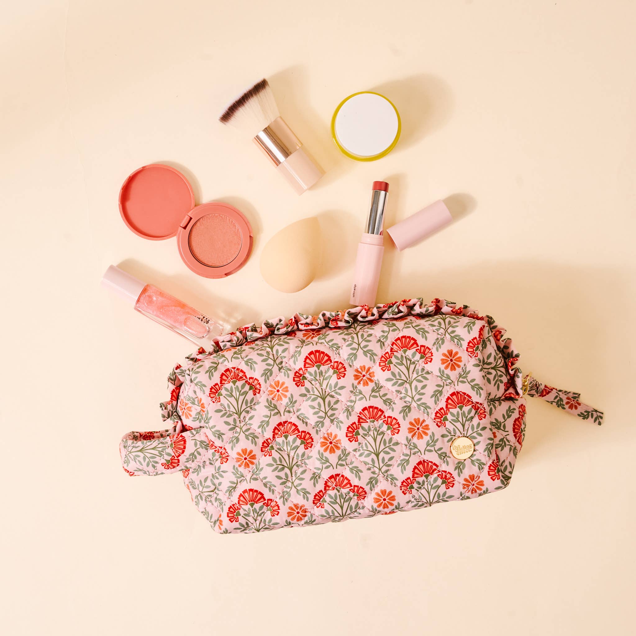 Essentials Quilted Cosmetic Pouch-Everbloom Dusty Rose