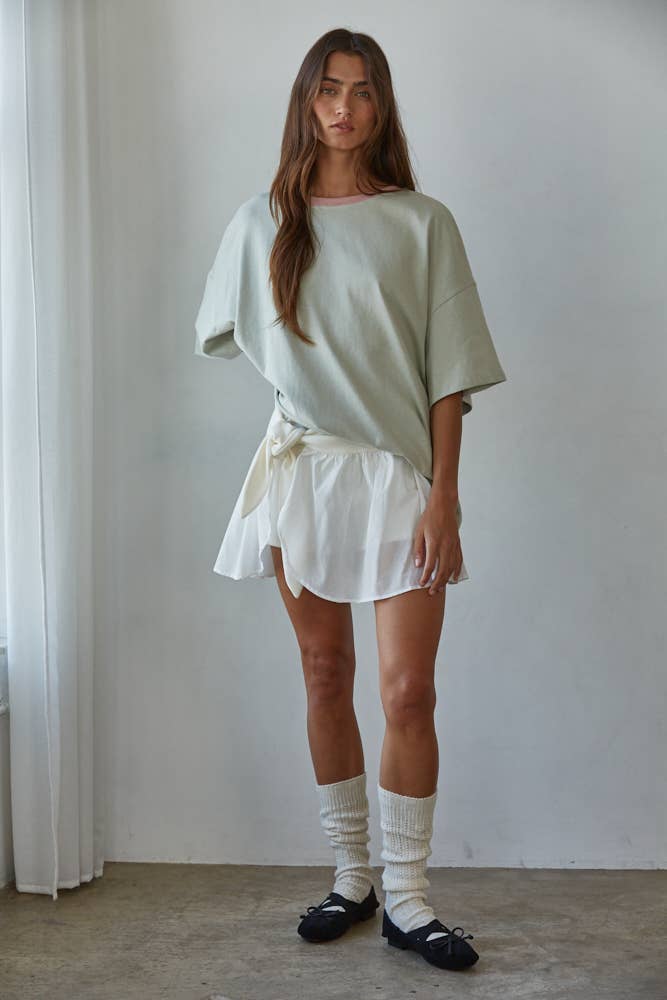 White Mini Wrap Tie Skort