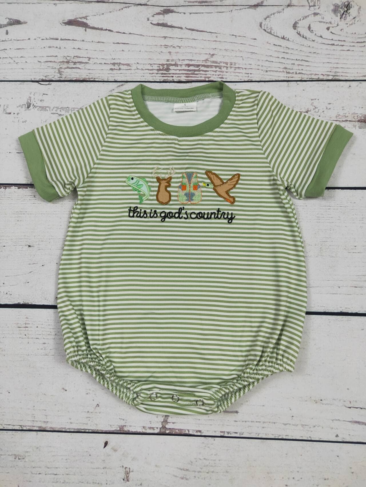 Baby Boy Hunting Appliqué Bubble