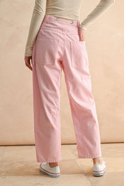 Pink Striped Barrel Pants