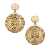 CANVAS Style x MaryCatherineStudio French Coin Drop Earrings in Worn Gold