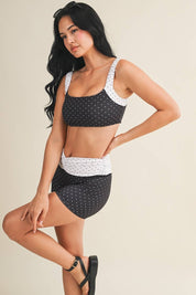 Polka Dot Scrunched Sports Bra