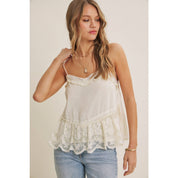 White Embroidered Floral Lace Top