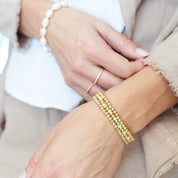 Classic Beaded Stretch Bracelets: Silver / 6mm