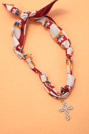 Pearl Cross Handcrafted Scarf Interchangeable Charm Necklace