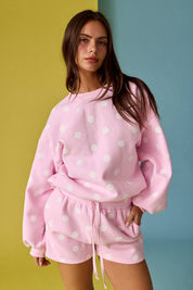 Pink & White Polka Dot Fleece Set