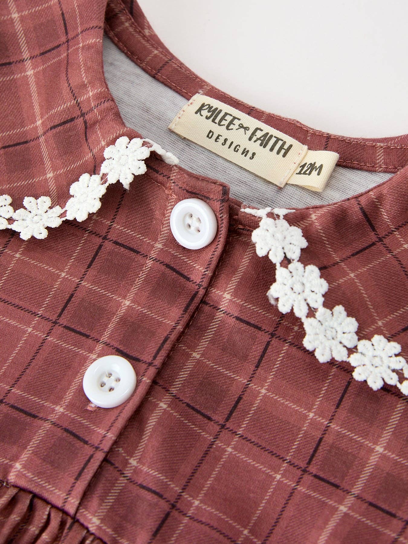 Brown Plaid Floral Romper — view 3
