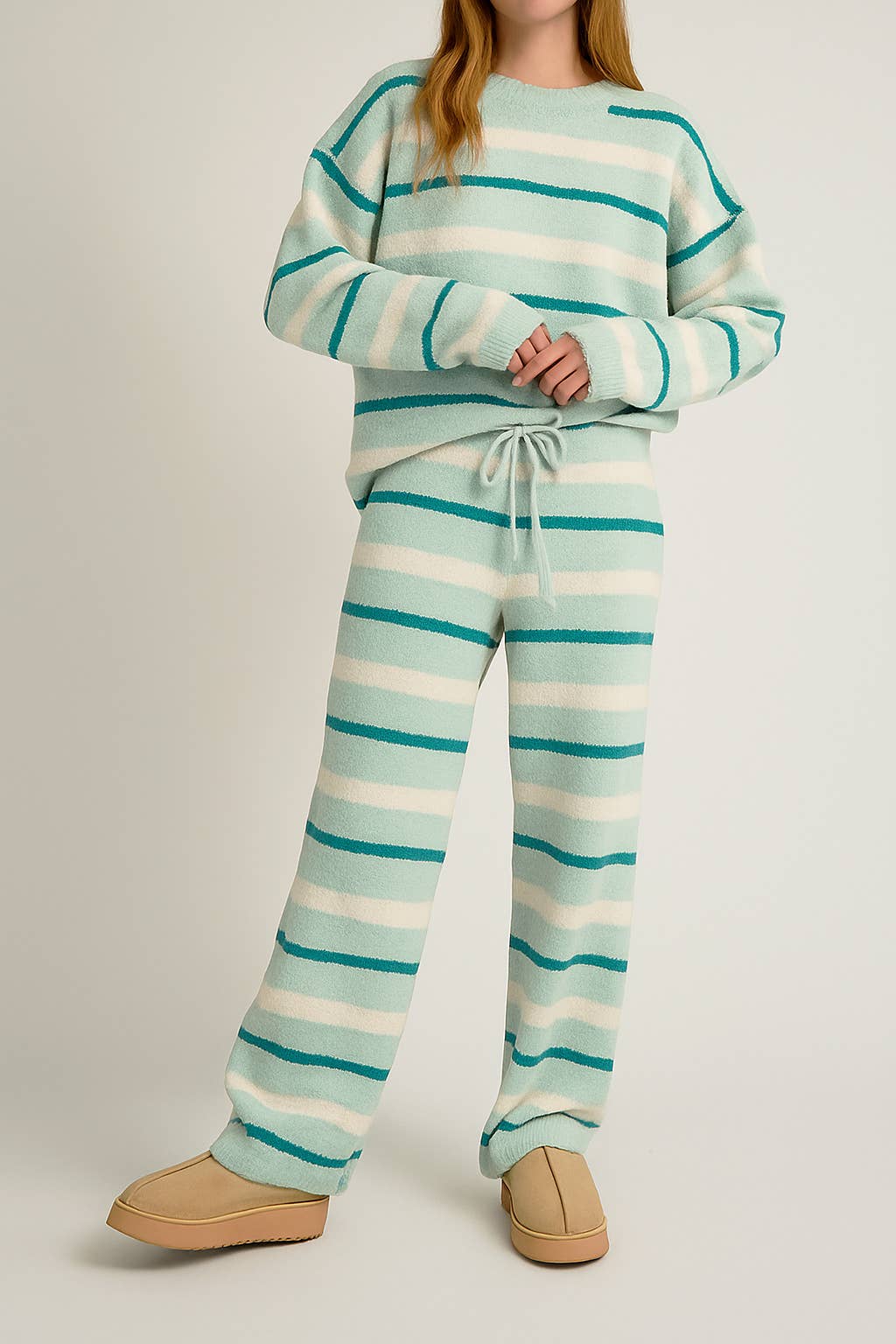 Mint & Ivory Stripe Sweater & Pants Set