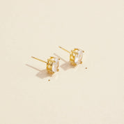 Oval CZ Gold Dip Stud Earrings