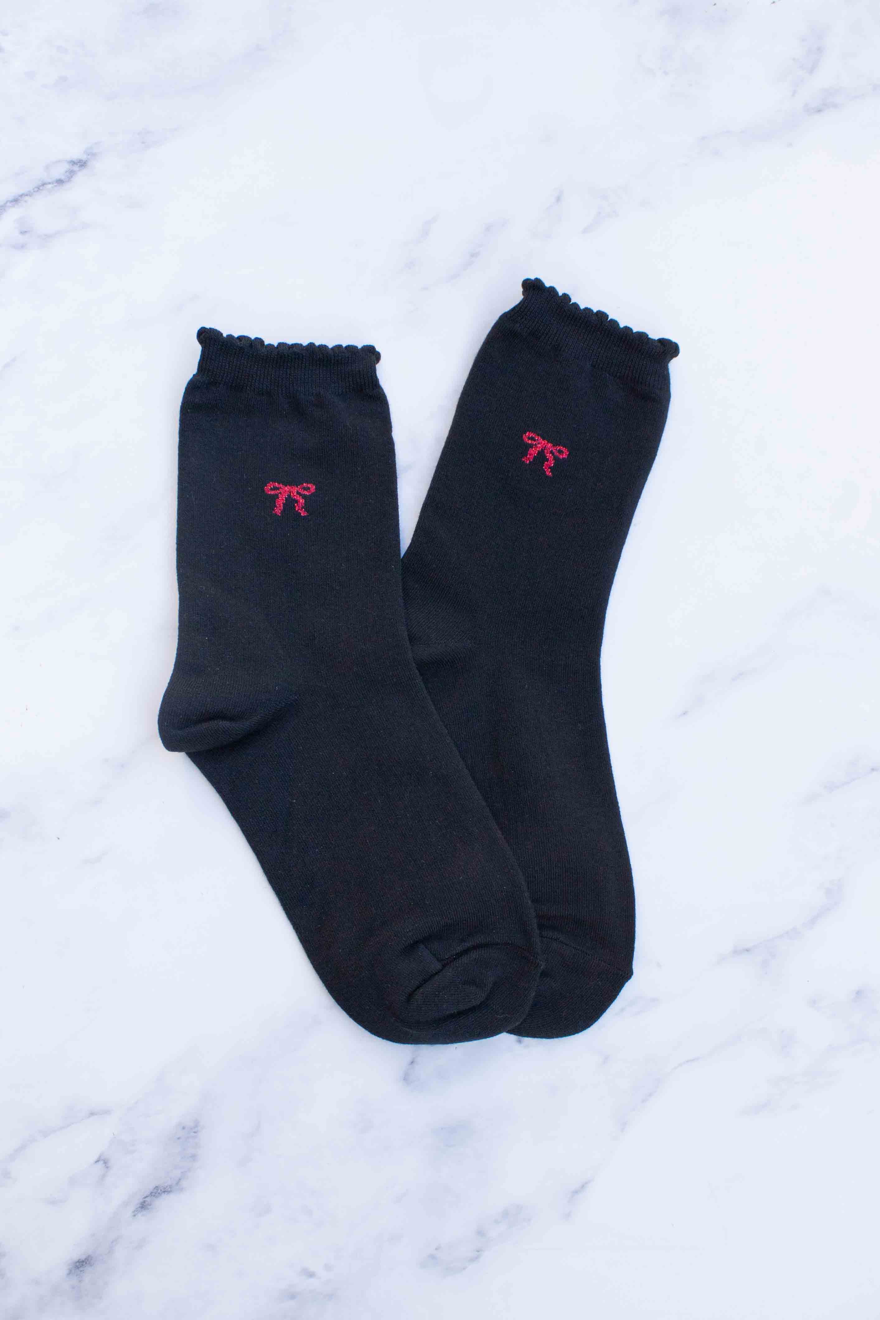 Black Women's Bow Accent Socks