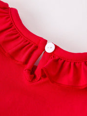 Red Cherry Bow Plaid Smocking Embroidery Girls' Romper