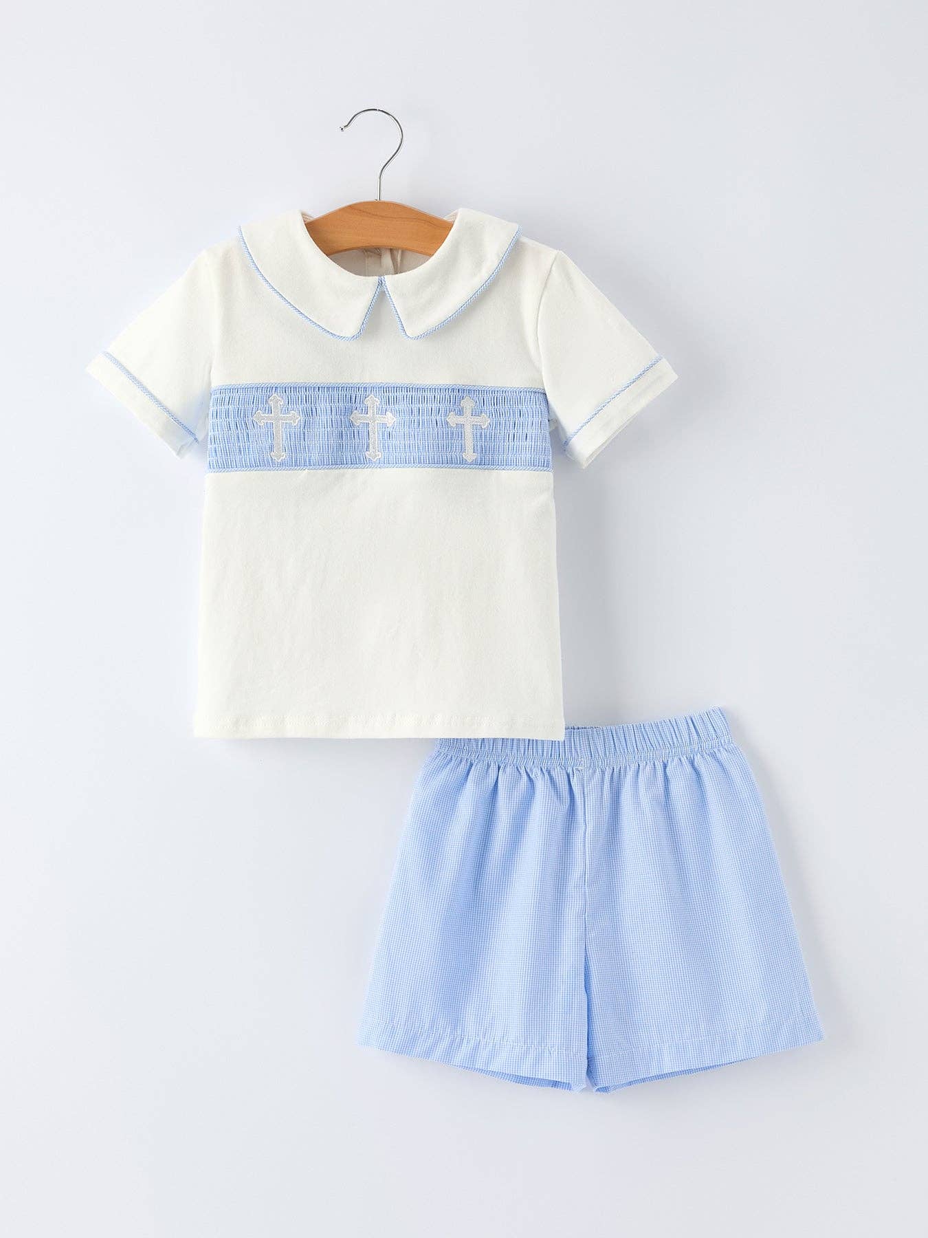 Blue Smocked Christ Toddler Boys Set
