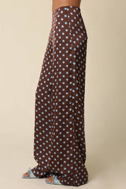 Brown Polka Dot Wide Leg Pants