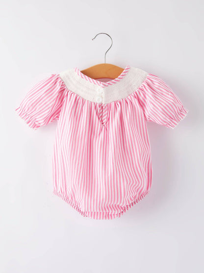 Girls Stripe Cake Smocking Romper