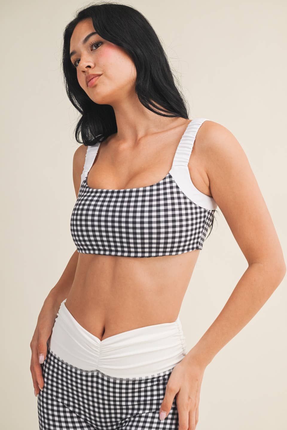 Black Gingham Sports Bra