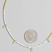 Rectangle Station Charms Seed Beaded Necklace