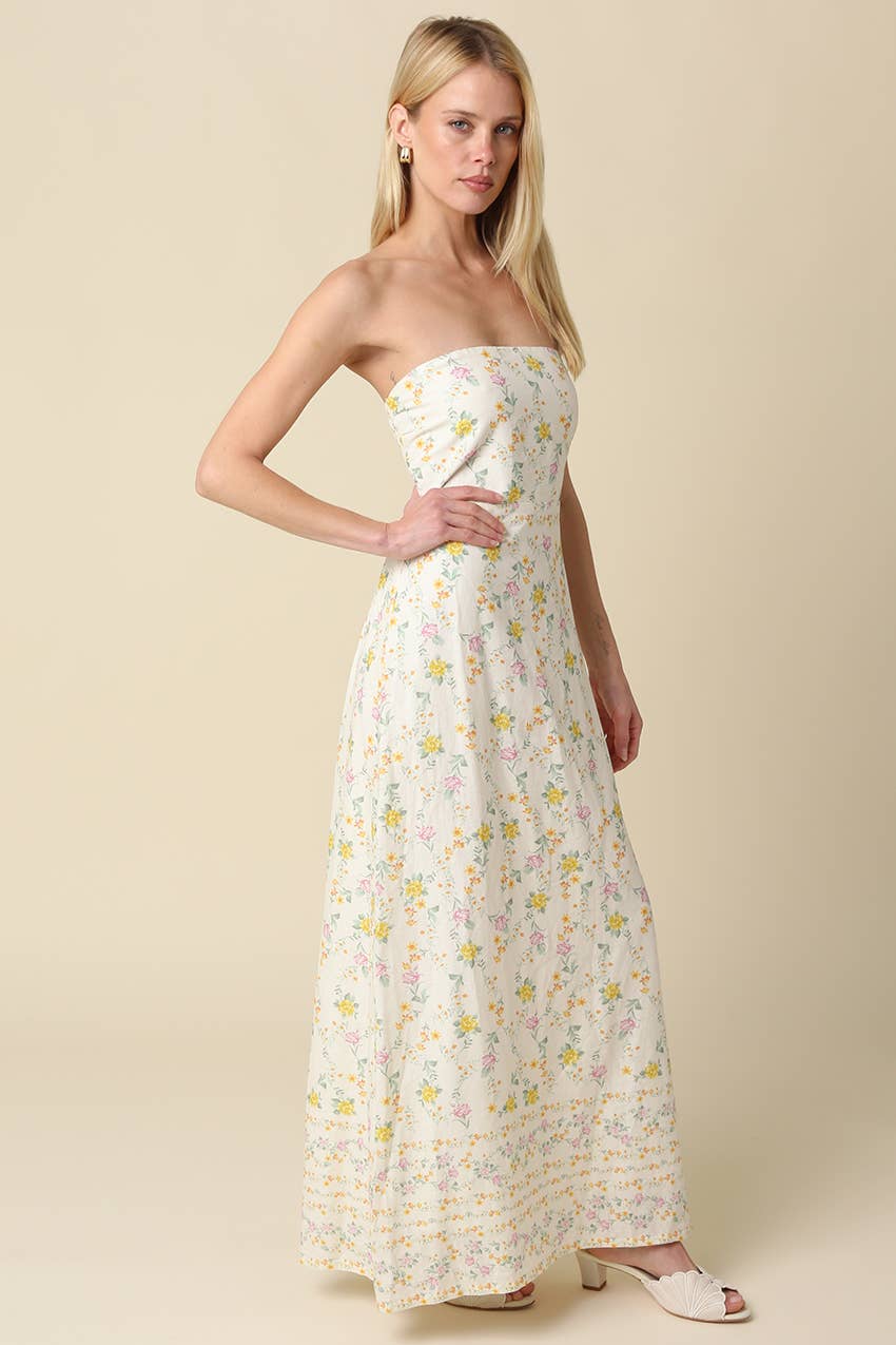 Nicole Strapless Floral Maxi Dress