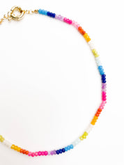 Color Block Rainbow - Rainbow Gemstone Bead Necklace