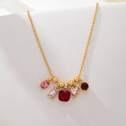 Multicolor Crystal Cluster Charm Necklace