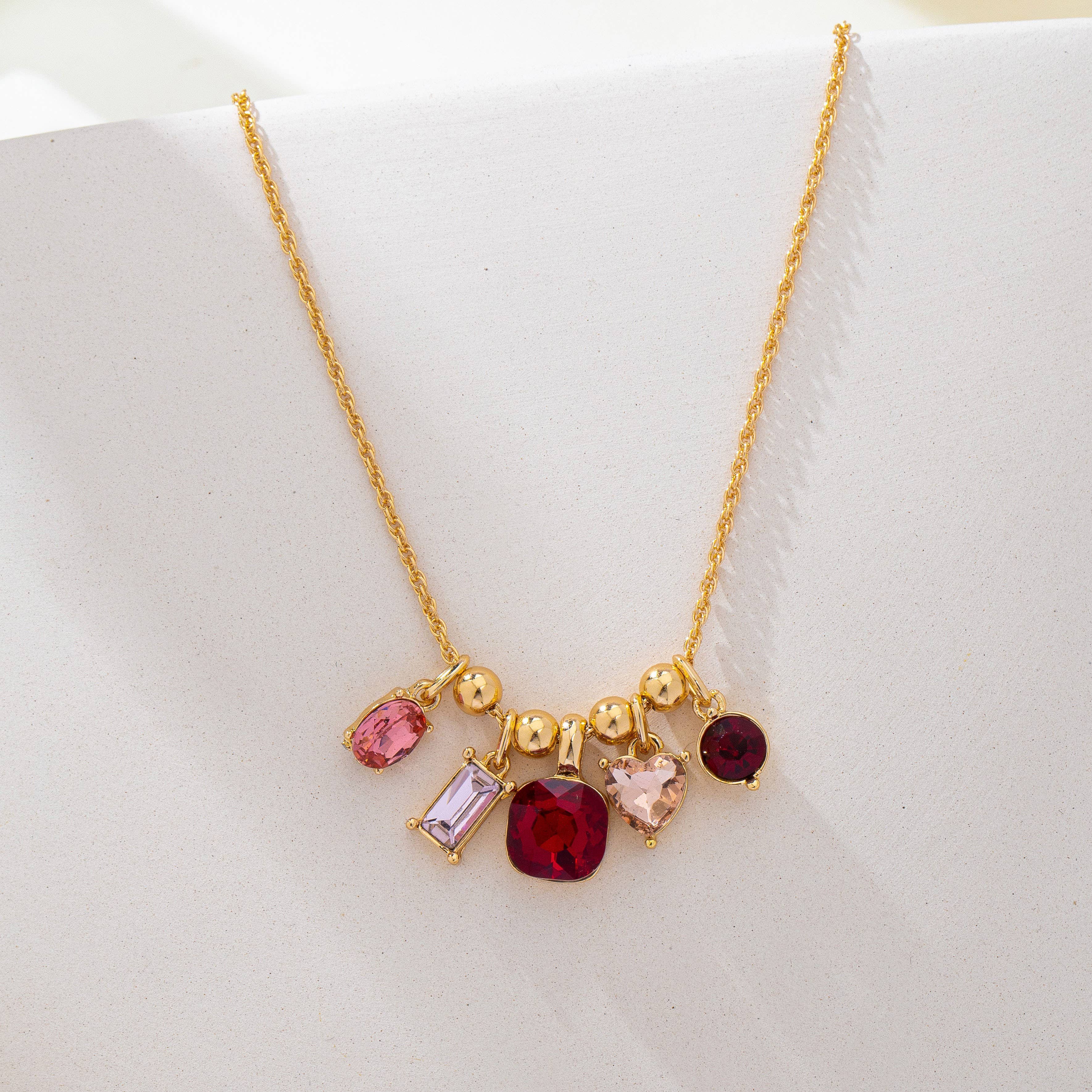 Multicolor Crystal Cluster Charm Necklace