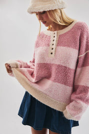 Long Sleeve Knit Henley Sweater Top