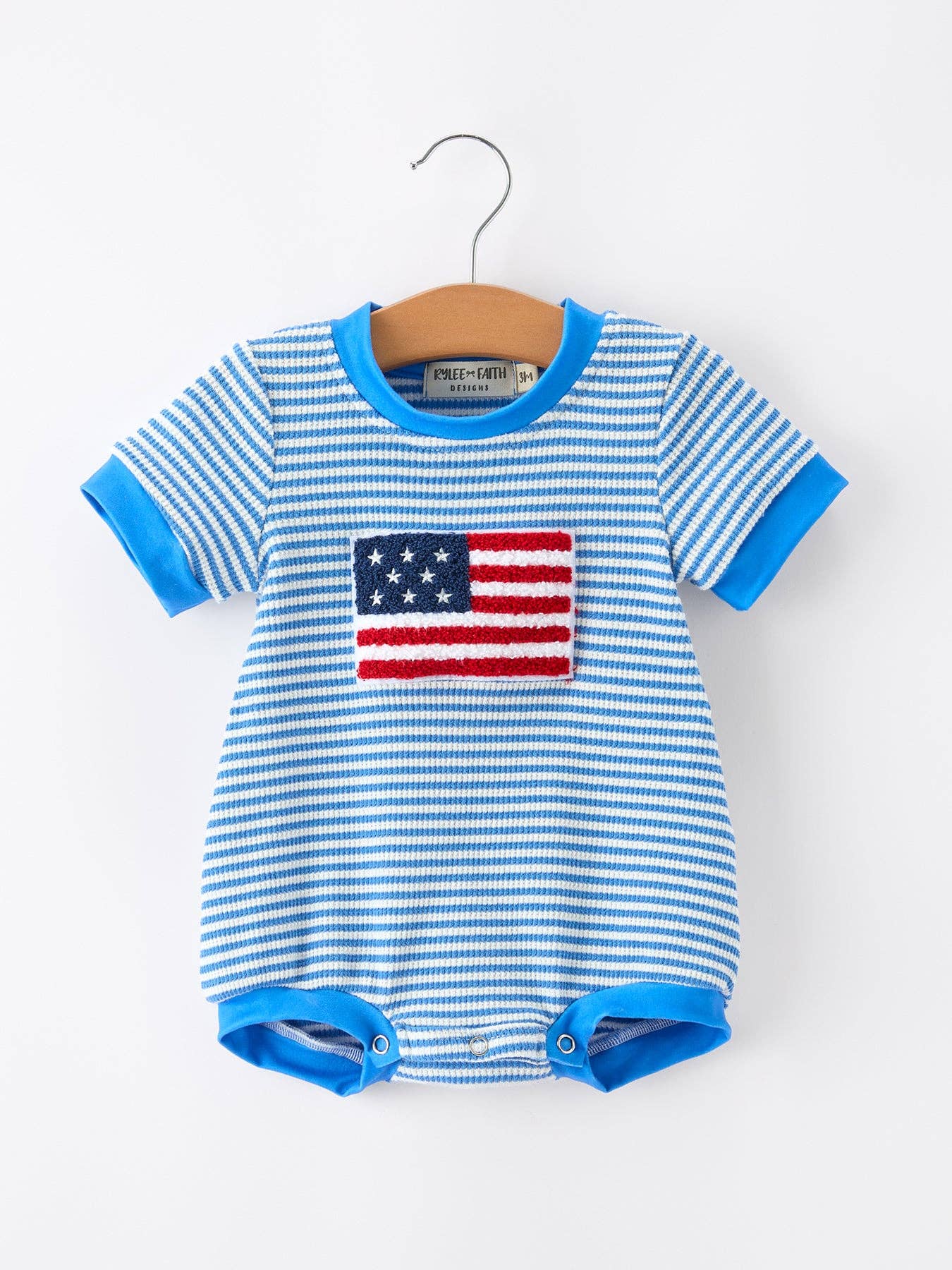 4th of July Flag Chenille Baby Boy Romper