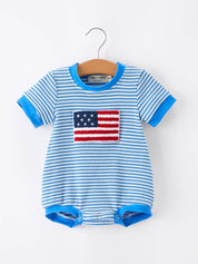 4th of July Flag Chenille Baby Boy Romper