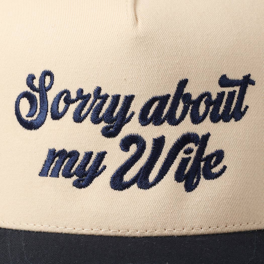 Sorry About My Wife / Husband Embroidery Two-Tone Canvas Cap