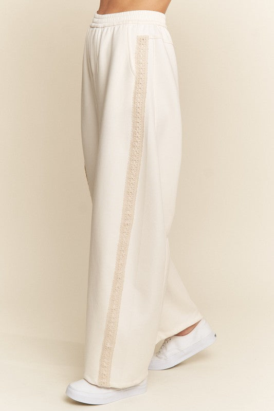 Cream Crochet Barrel Sweatpants