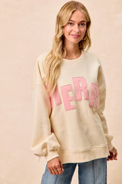 Cream/Pink Merry Christmas Sweatshirt