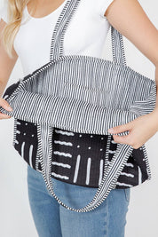 Black Quilted Reversible Tote Bag